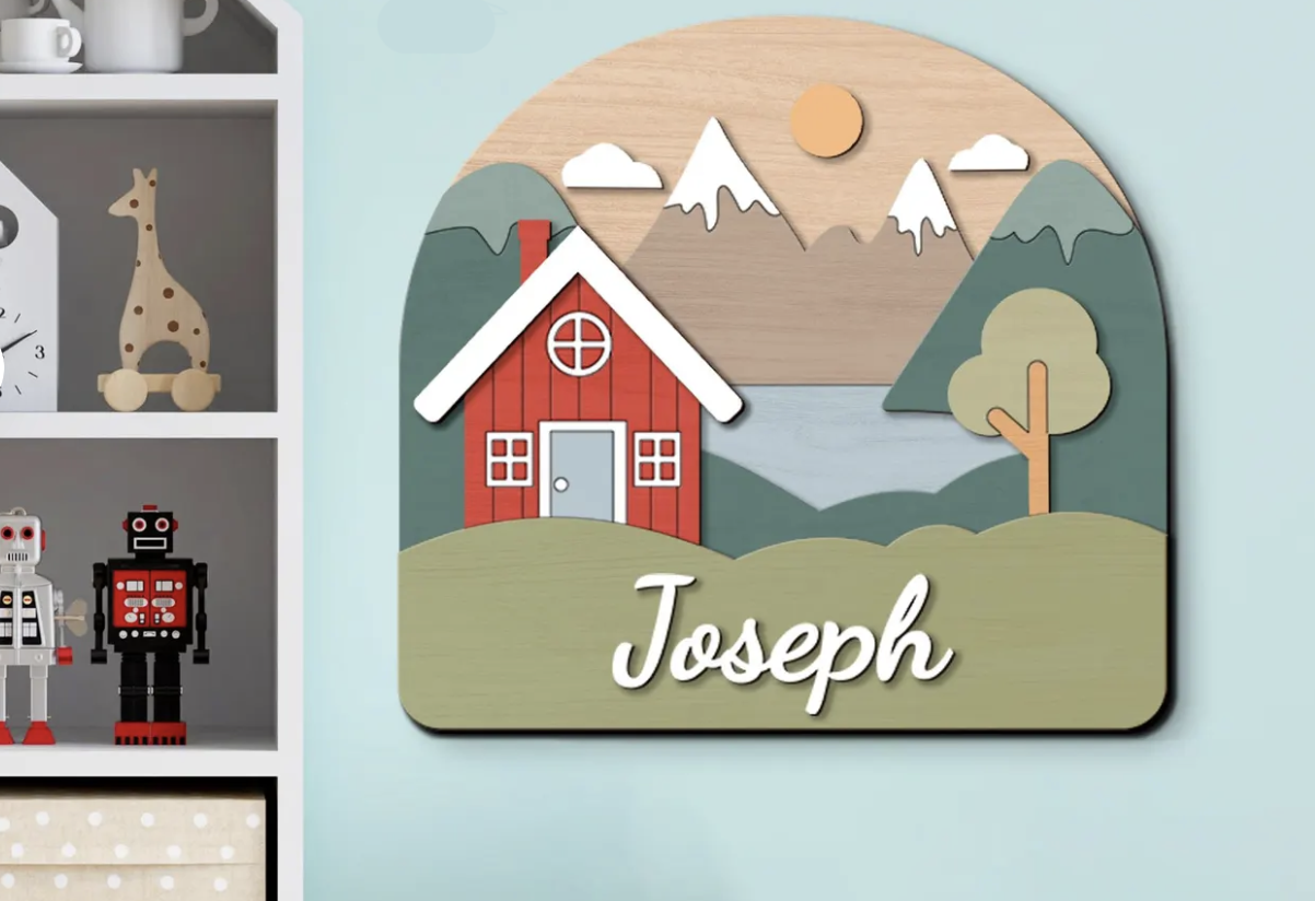 Personalized Baby Name Sign – Custom Cabin Nursery Wall Decor
