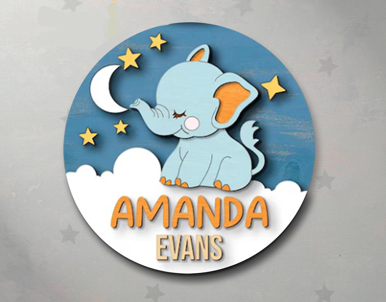 Personalized Baby Name Sign – Custom Elephant Nursery Wall Decor