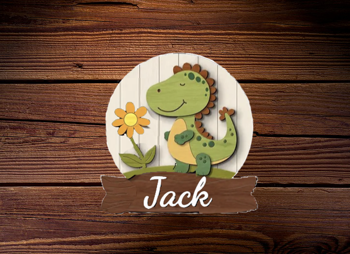 Personalized Baby Name Sign – Custom Dinosaur Nursery Wall Decor