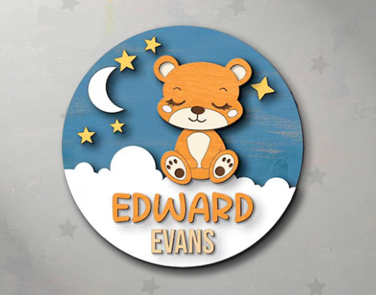 Personalized Baby Name Sign – Custom Bear Nursery Wall Decor