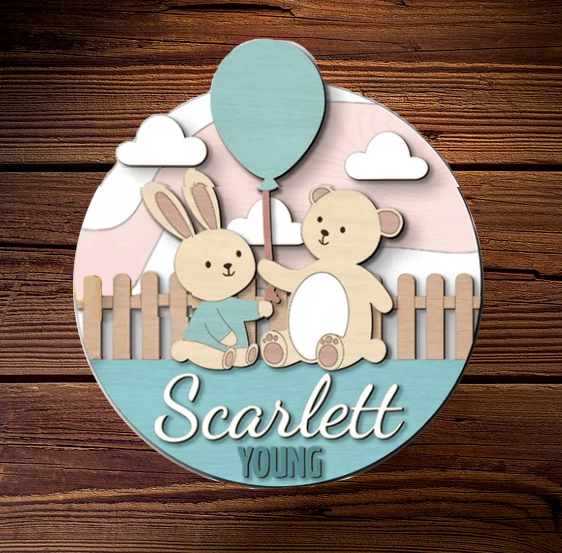 Personalized Baby Name Sign – Custom Bunny Nursery Wall Decor