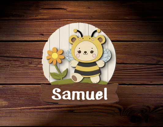 Personalized Baby Name Sign – Custom Bee Nursery Wall Decor